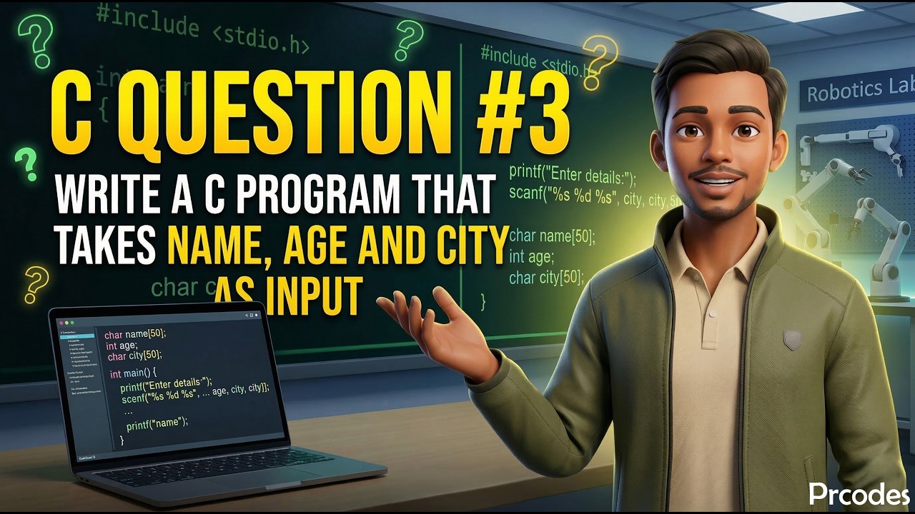 C Programming Question #3 | Input Name Age City From User and Display in C