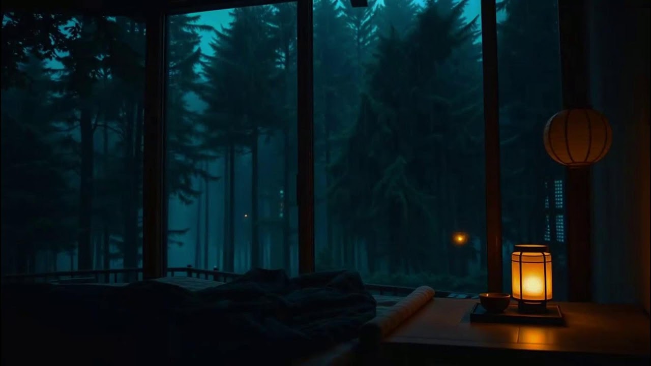Soothing Rain Sounds Dark Bedroom 🌙 No Ads for Deep Sleep Focus Meditation