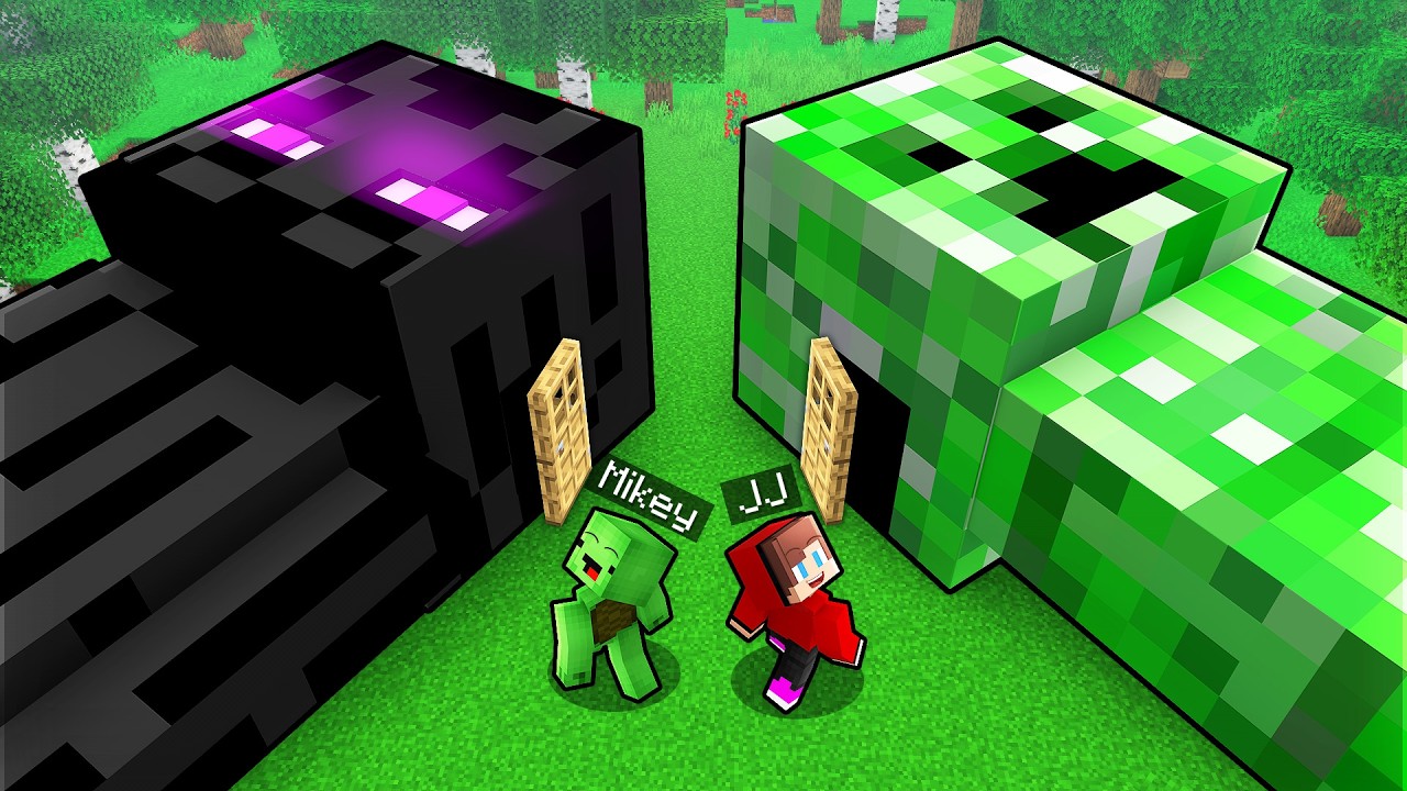 JJ and Mikey Found HOUSES Inside MOBS in Minecraft - Maizen