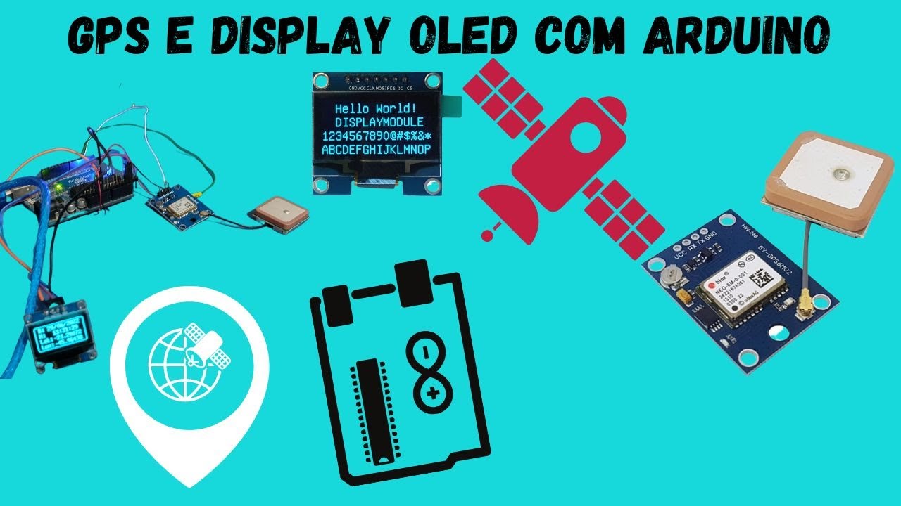 Display SSD1306, modulo de GPS GY-GPS6MV2, monitor serial , rel&oacute;gio atualizado por GPS e Arduino.