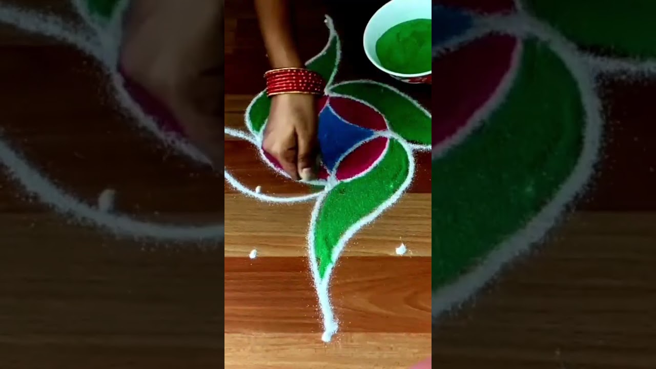 Simple Kolam |daily Kolam |small Kolam #flowerkolam #shorts