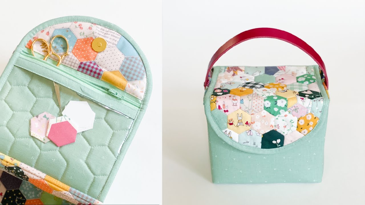 How to sew a Hexie Box Bag | Hexagon Sewing Case | Cube Bag DIY  | Stylish Cosmetic Bag