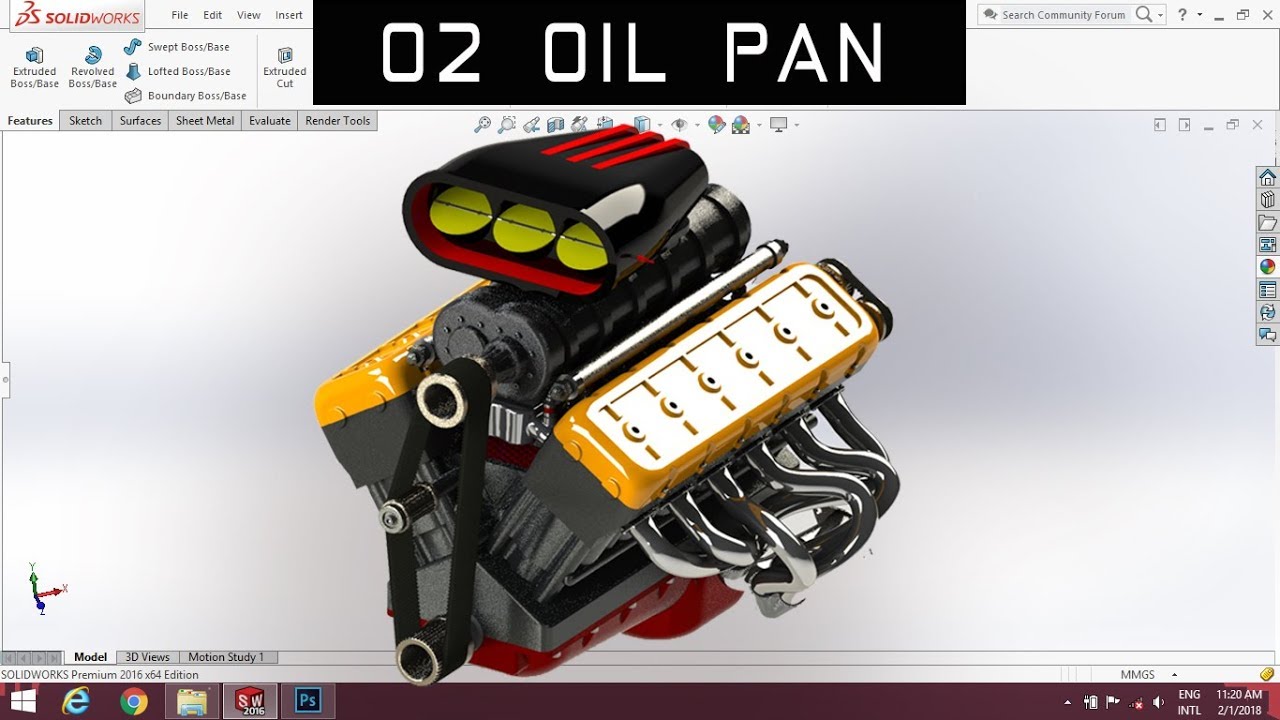 V12 ENGINE Part 2| Oil Pan | Solidworks Tutorial | 1080p 🚗😎