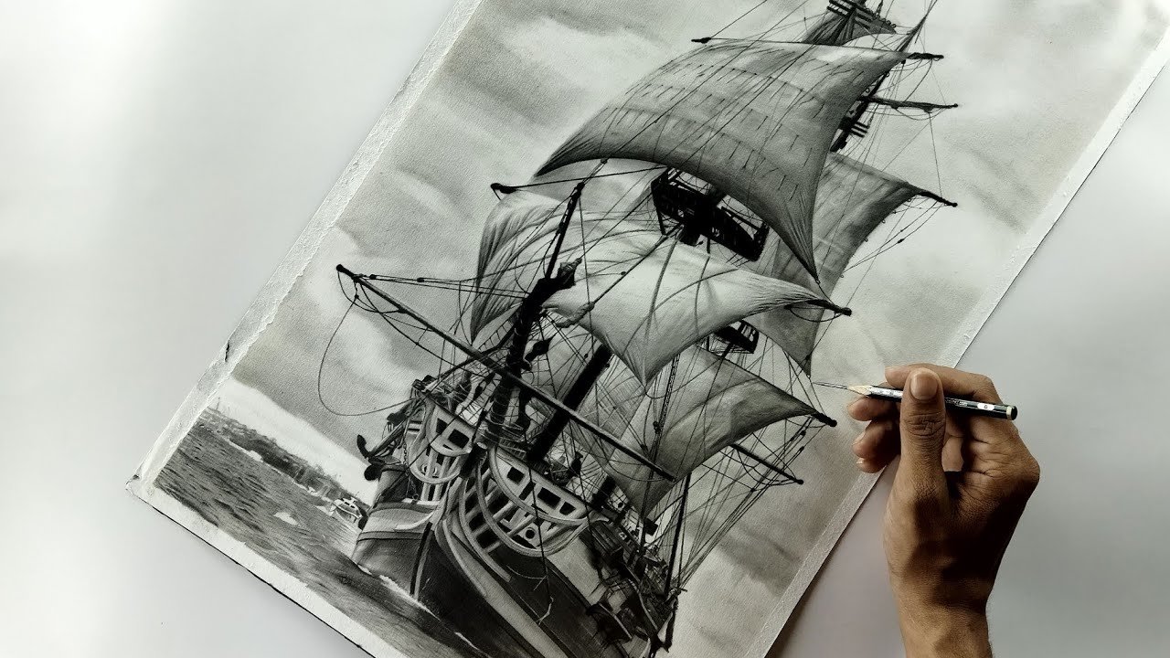 Pencil Drawing - A 'Ship' Realistic Drawing.