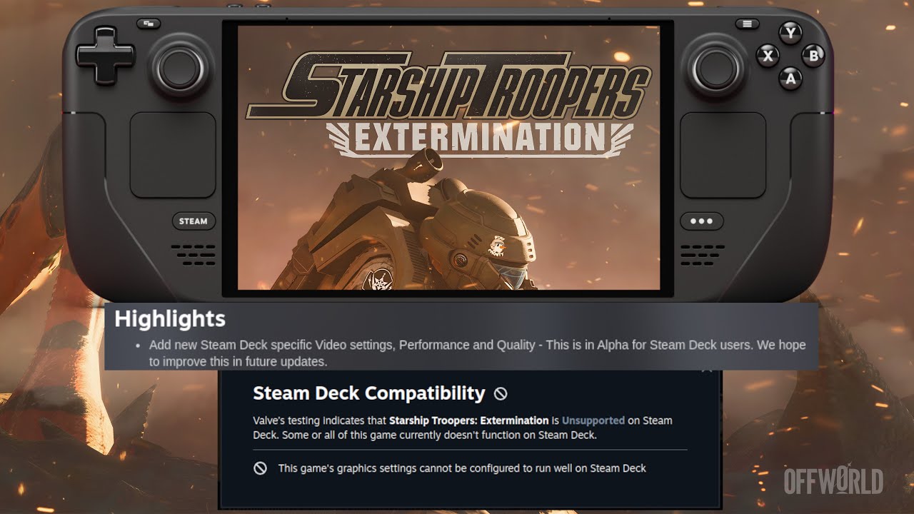 Starship Troopers: Extermination Performance on Steam Deck.