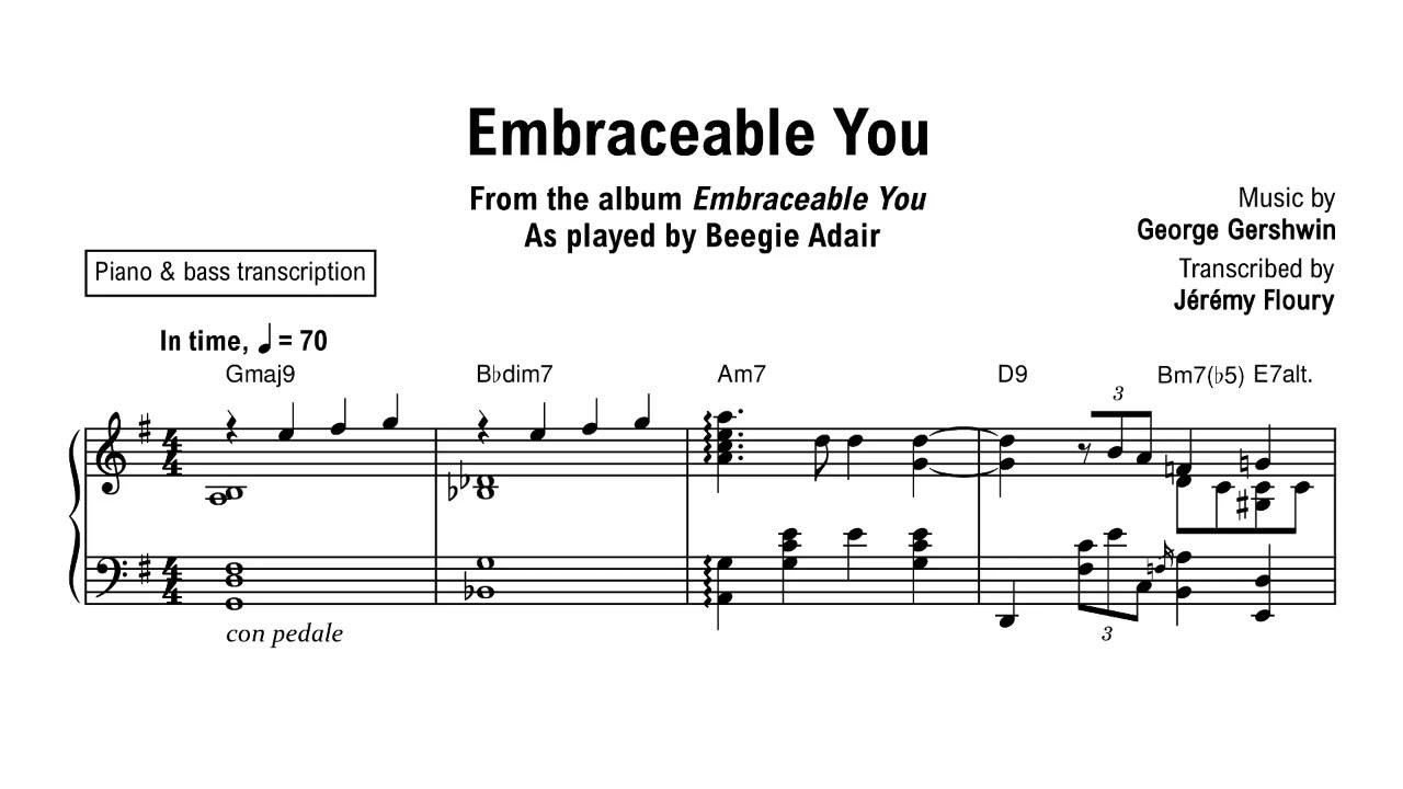 Embraceable You - Beegie Adair - Piano transcription (sheet music)