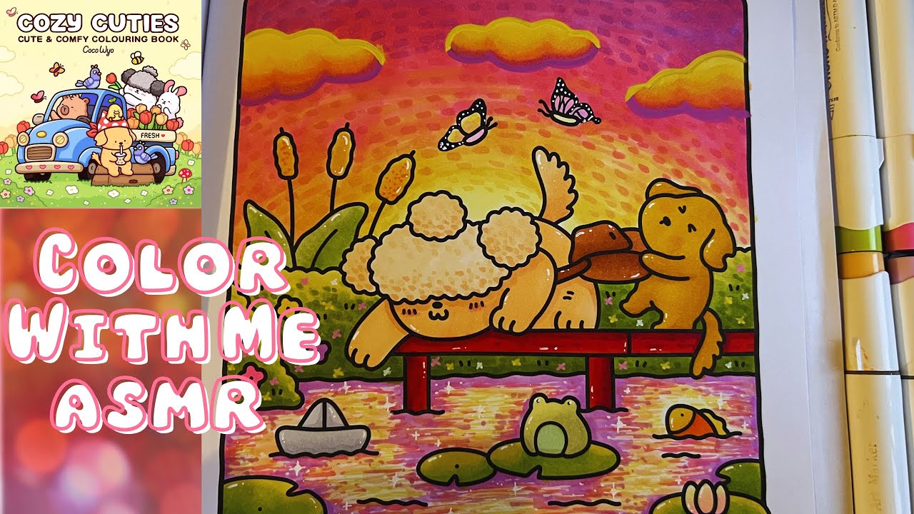 Color with me ASMR | Cozy Cuties by Coco Wyo ft Ohuhu Markers| Lofi coloring session 