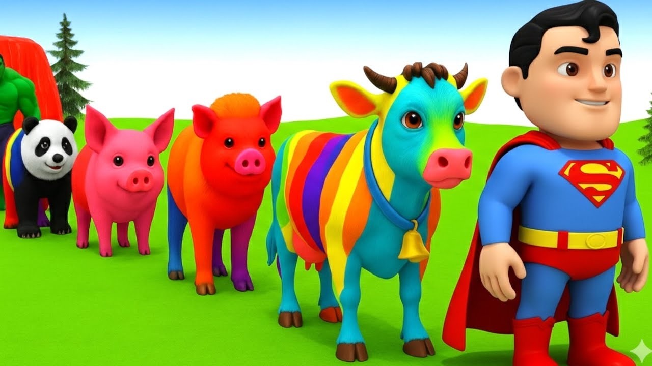 Long Slide Game With Cow Elephant Gorilla Hippopotamus Tiger 3d Animal Game Funny 3d Animals