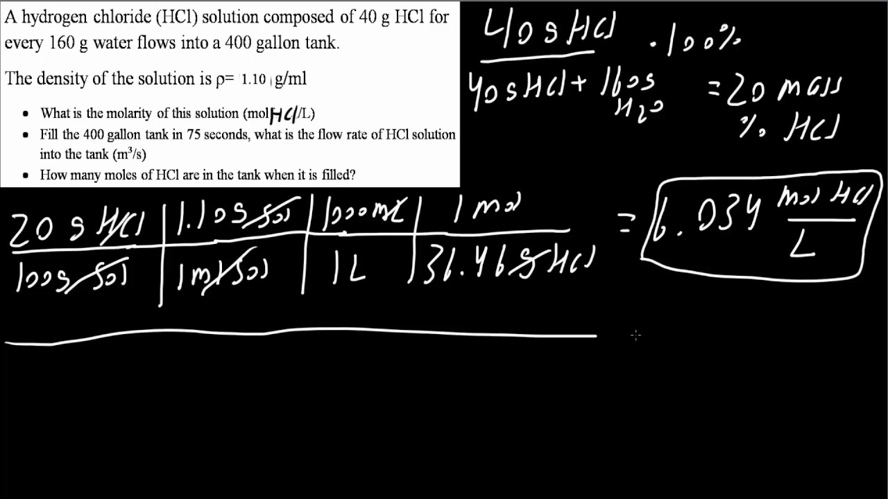 Example Molarity/Flow Rate using density and composition (process variable pt 13)
