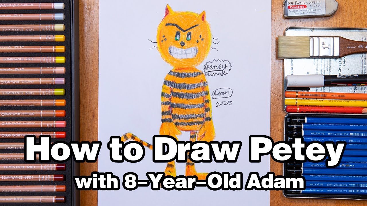 How to Draw Petey From Dog Man Movie with 8-Year-Old Adam