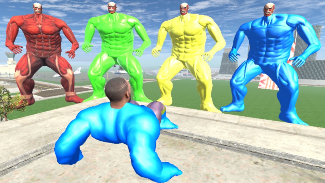 Franklin Blue Hulk Saving His House From Titan's Team - INDIAN BIKES DRIVING 3D