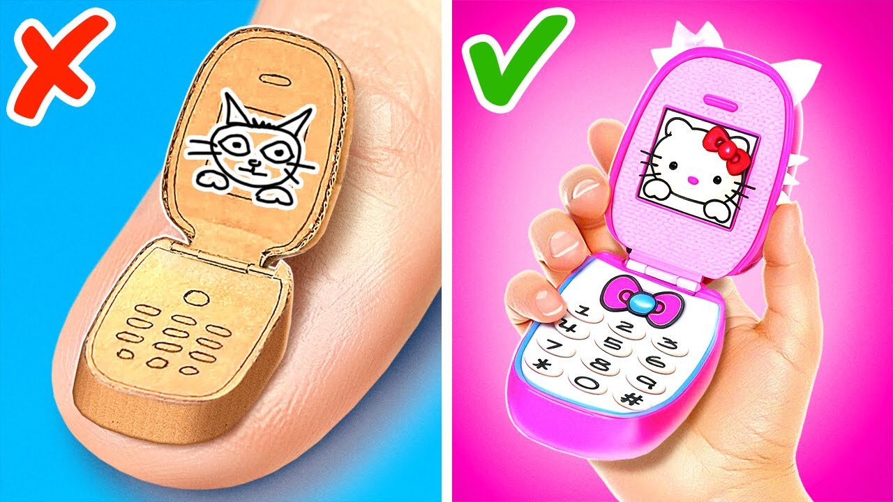 Телефон-раскладушка Hello Kitty от Барби своими руками! 📱✨ Милые поделки для кукол и забавные лай...