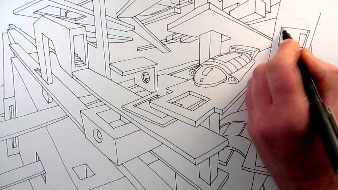 How to Draw a Sci-Fi Fantasy City in 2-Point Perspective