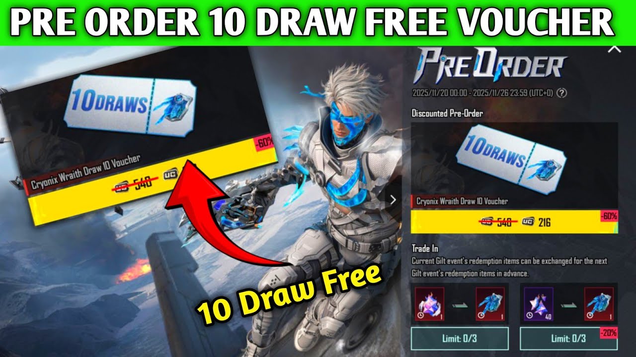 Discount PRE ORDER 10 Draw Voucher free Cryonix Wraith Rewards PUBG Mobile