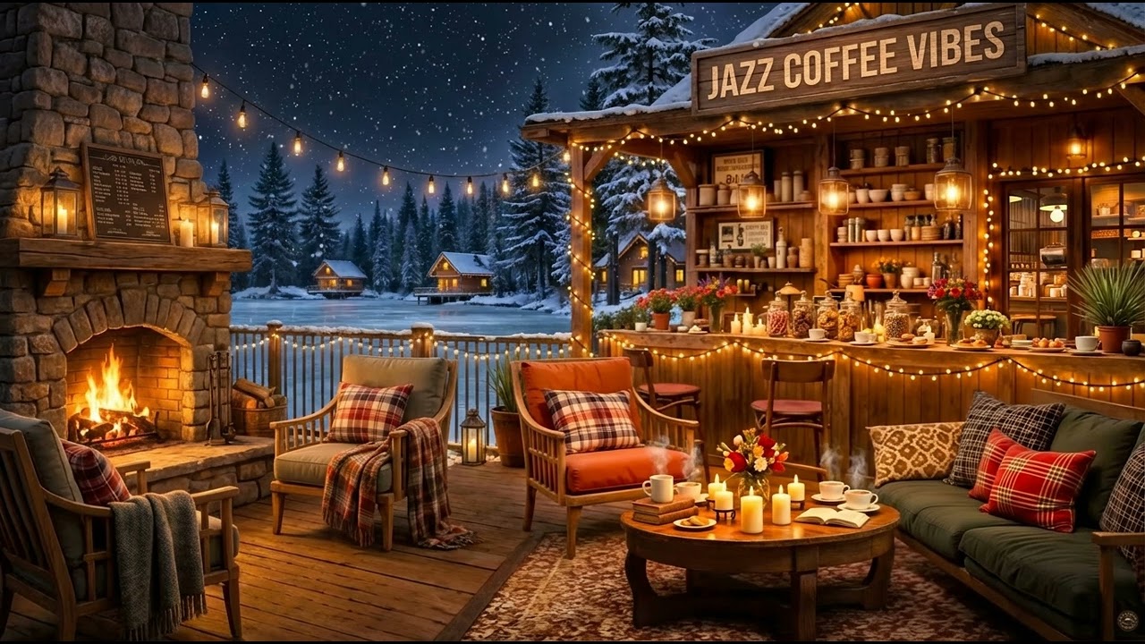 Calm Snow Jazz Study Piano ⛄ Cozy Cafe Ambience
