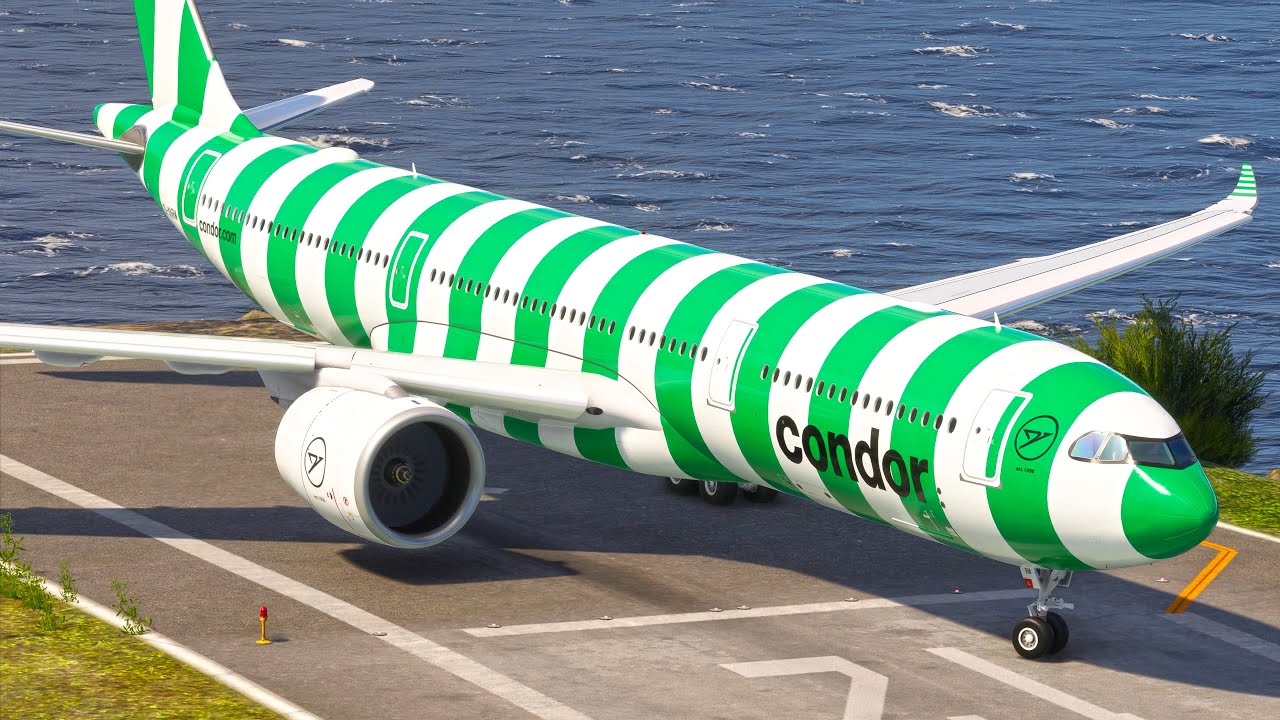 Super Rare Takeoff! Condor Airbus A330 Takes Off from a Short Runway