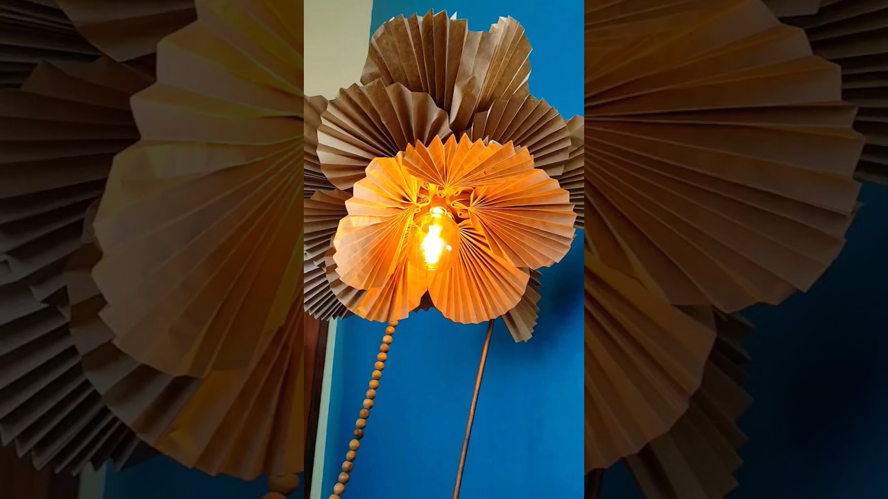 Luminária toda feita de papel Kraft para vitrines e eventos 