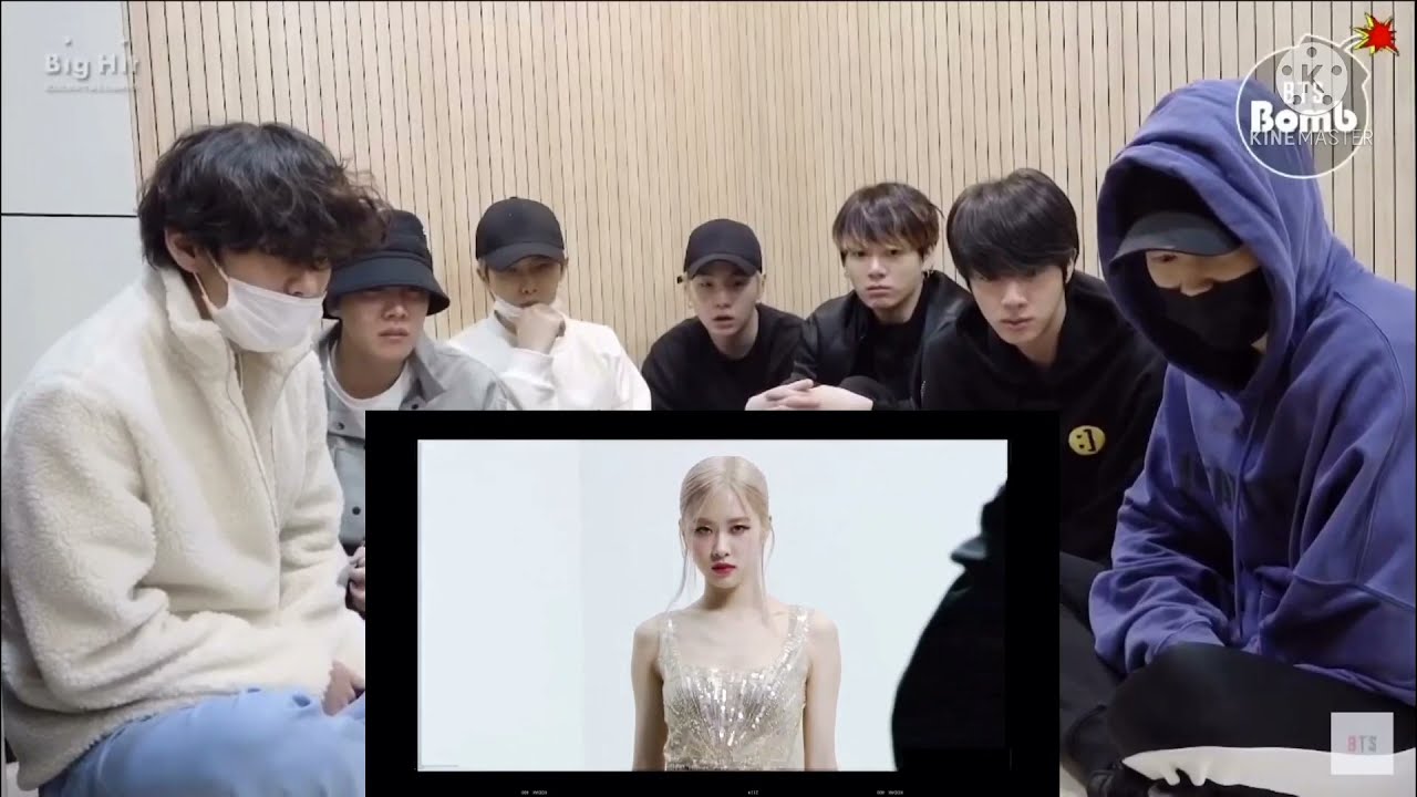 Bts reaction to blackpink rose [on the ground] making film .{part 1}.