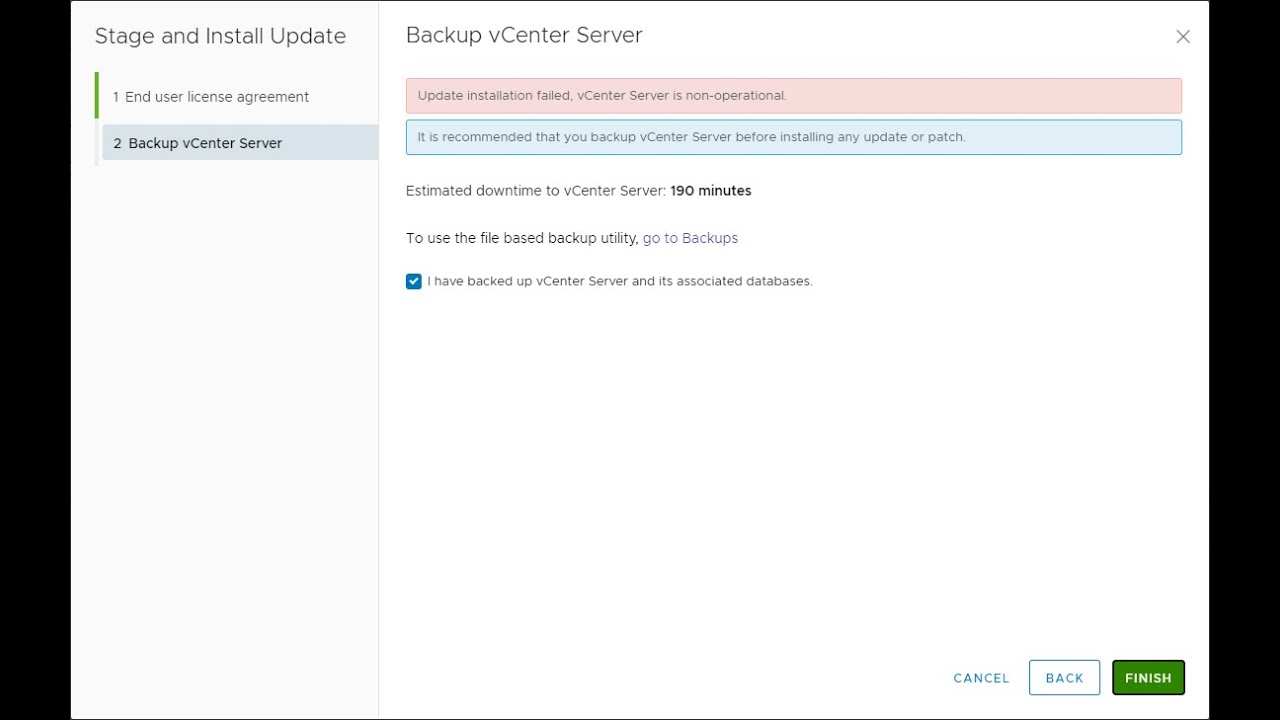 How to workaround vCenter Update Planner Update installation failed during VCSA 7.0 update