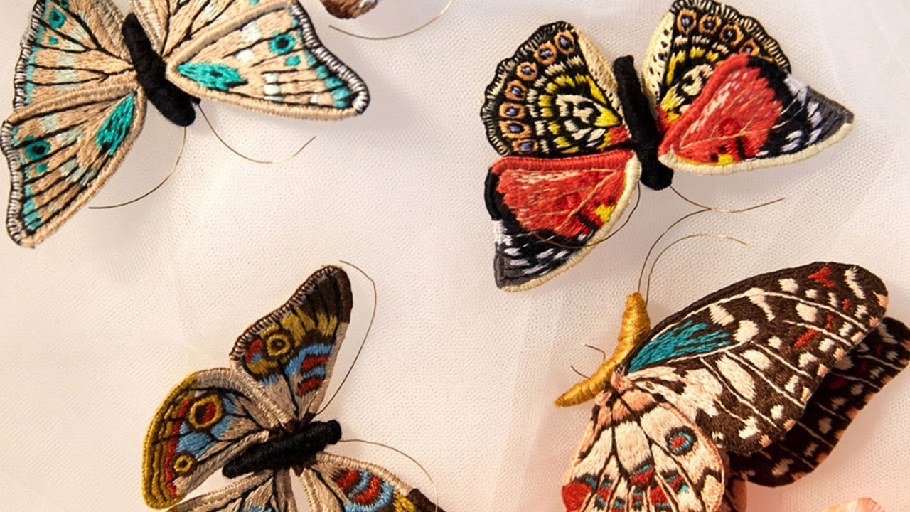 Assembly-Hand Embroidery Butterfly Brooch-D