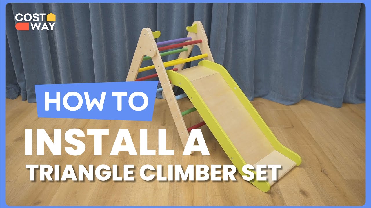 How to Install the 2-in-1 Wooden Triangle Climber Set | TS10051 #costway #howto