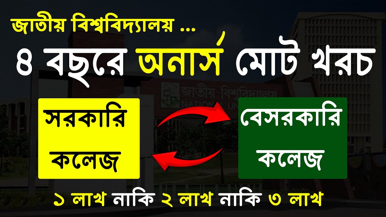 ৪ বছরে অনার্স পড়তে কত টাকা খরচ | সরকারি বেসরকারি কলেজ | nu honours 4 year total cost