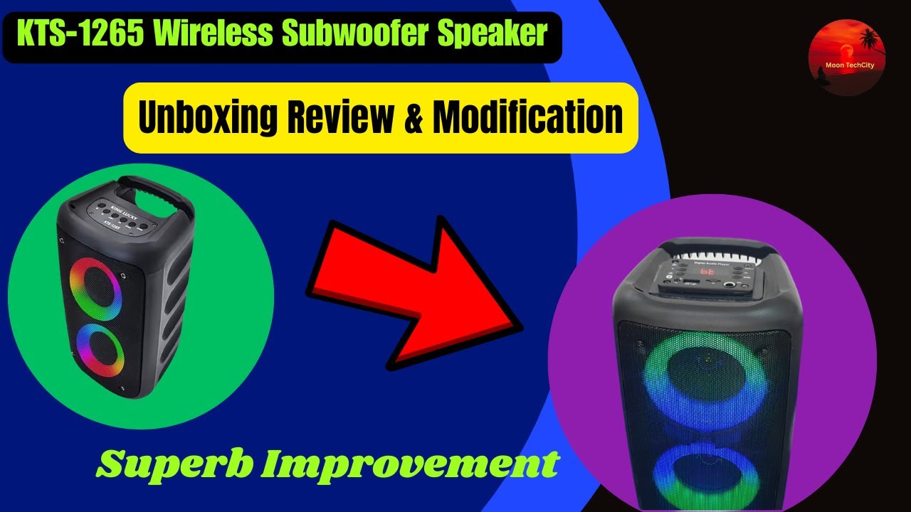 KTS 1265 Wireless Subwoofer Speaker. Unboxing Review and Modification. Superb improvement.