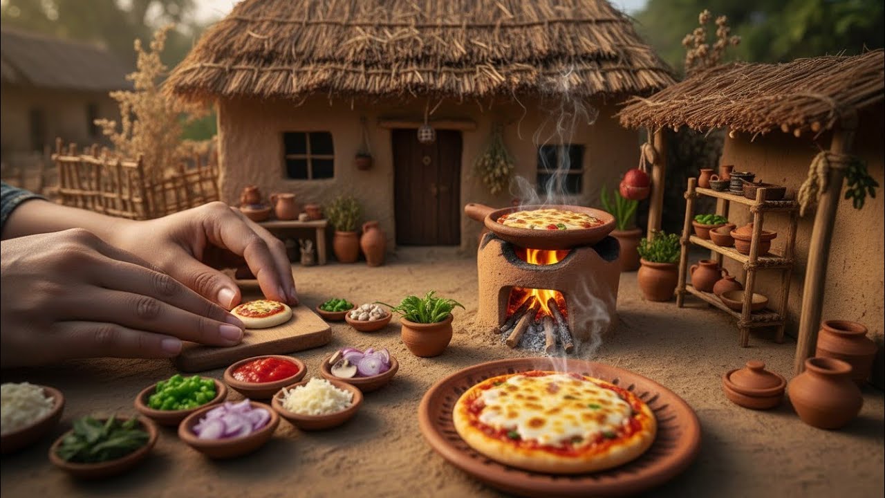 🍕 Mini Village Pizza | Miniature Cooking | Village Style Pizza Making