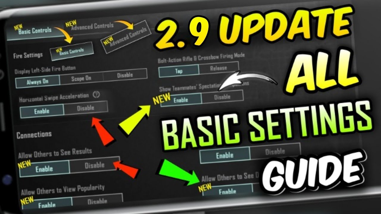 BGMI 2.9 ALL BASIC SETTINGS GUIDE / BGMI 2.8 UPDATE ALL NEW BASIC SETTINGS GUIDE / EXPLAIN IN HINDI