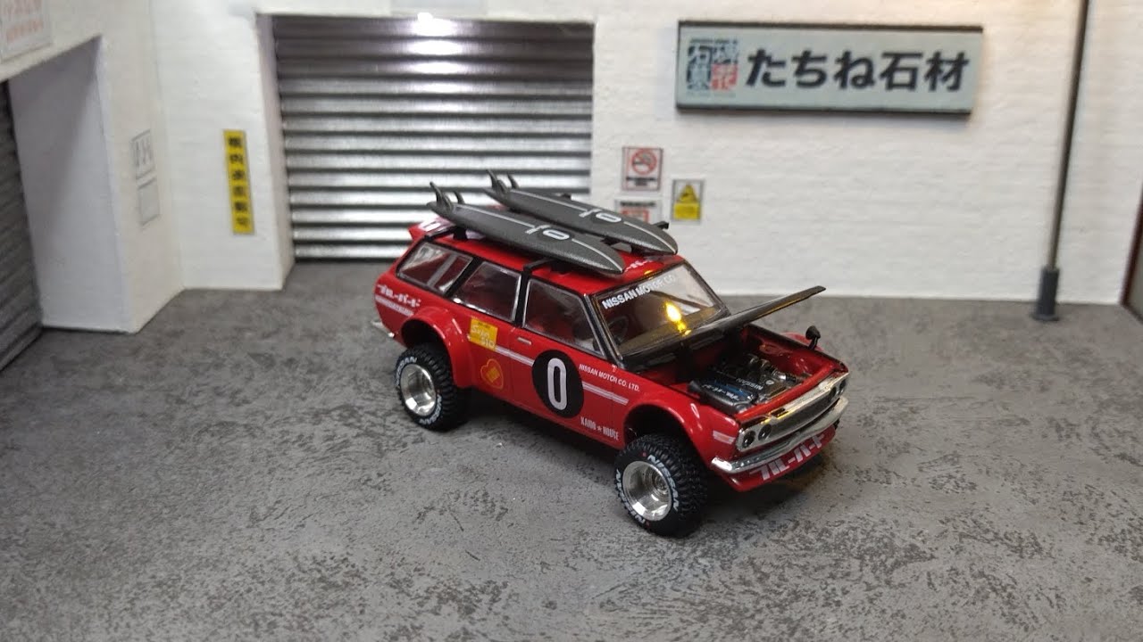 unboxing mini GT Datsun 510 4x4 Kaido house surf safari v2