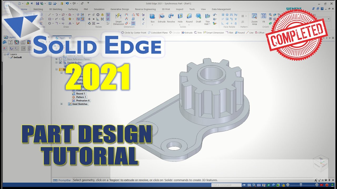 Solid Edge 2021 Part Design Tutorial For Beginner [COMPLETE]