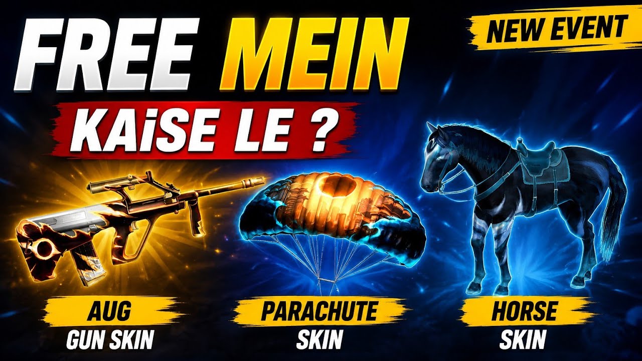 Free Fire New Eclipse Rise Event Full Guide 🔥 Free AUG Skin, Horse Skin Aur Parachute Kaise Le