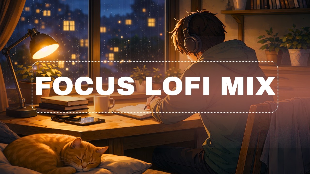 Relaxing Lofi Music | Cozy Room Night View for Deep Focus, Working, Writing, Inspiration
