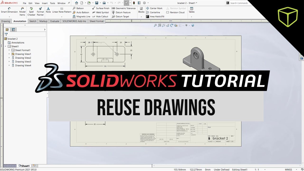 Учебное пособие по SOLIDWORKS — Повторное использование чертежей