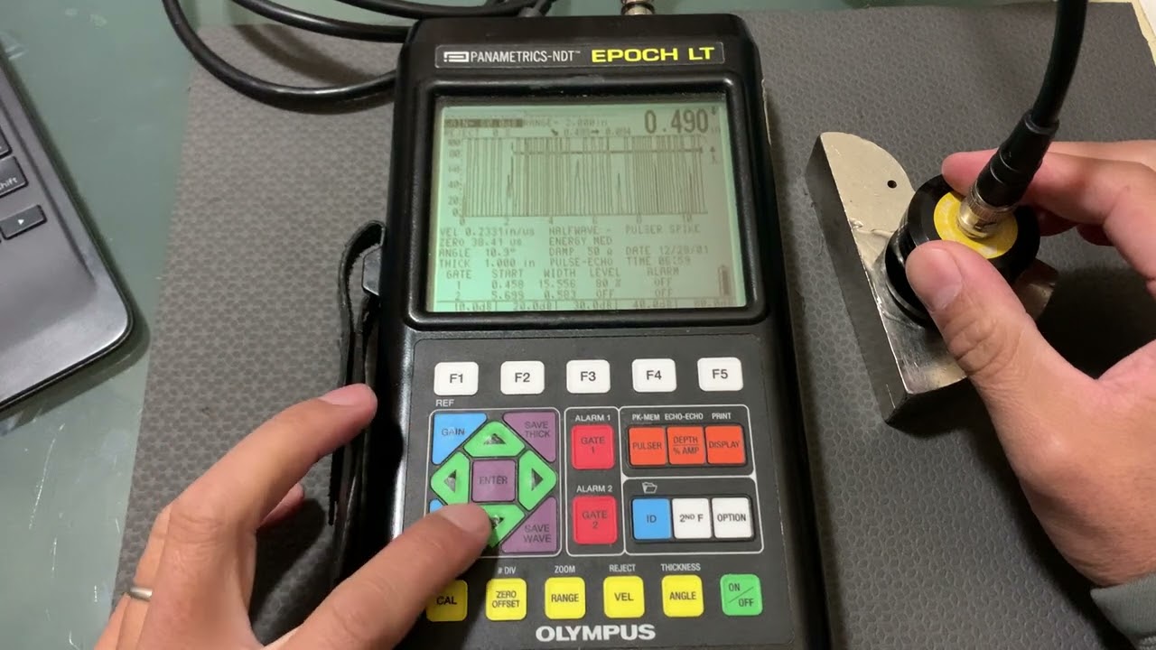 American River College, ultrasonic testing Weld 117. Olympus Epoch LT Calibration