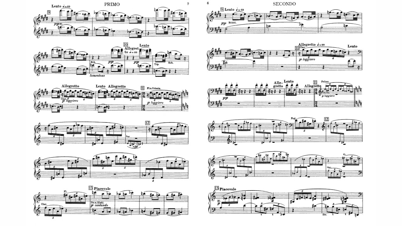 Igor Stravinsky - Feu d'artifice (Fireworks) for Piano, Four Hands, Op. 4 (1908) [Score-Video]