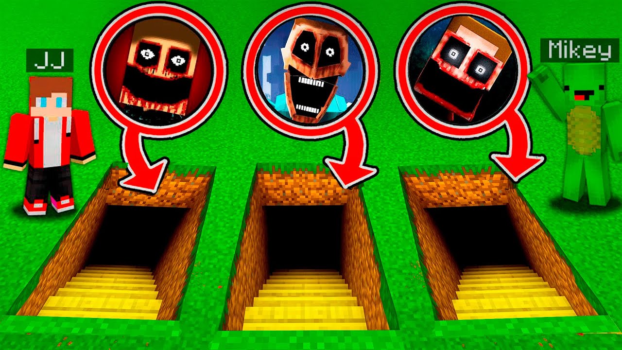 JJ and Mikey Found LONGEST SCARY THREE MIMICS STAIRS at Night in Minecraft ?!