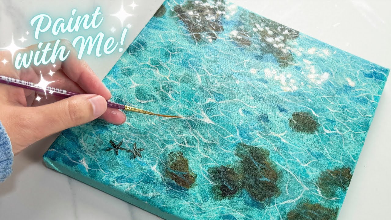 Easy Water's Surface Painting with Acrylic / Water Painting Tutorial for Beginners