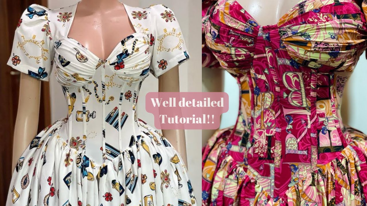 How to Sew Queen Ann Draped Cup Corset detailed tutorial