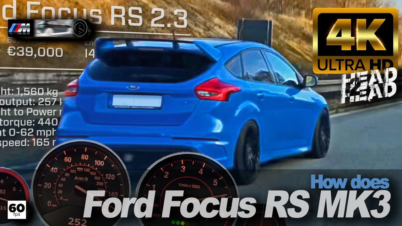 Hot Hatch Duel Ford Focus RS MK3 2.3 l vs BMW M135i +160-255 Autobahn DriveAnalyser RaceRender [4k]