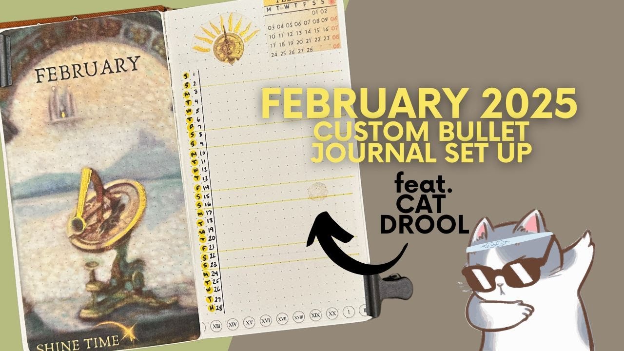 Shine Time 🔆🕰️  Feb  2025 Custom Bullet Journal Set Up ☀️