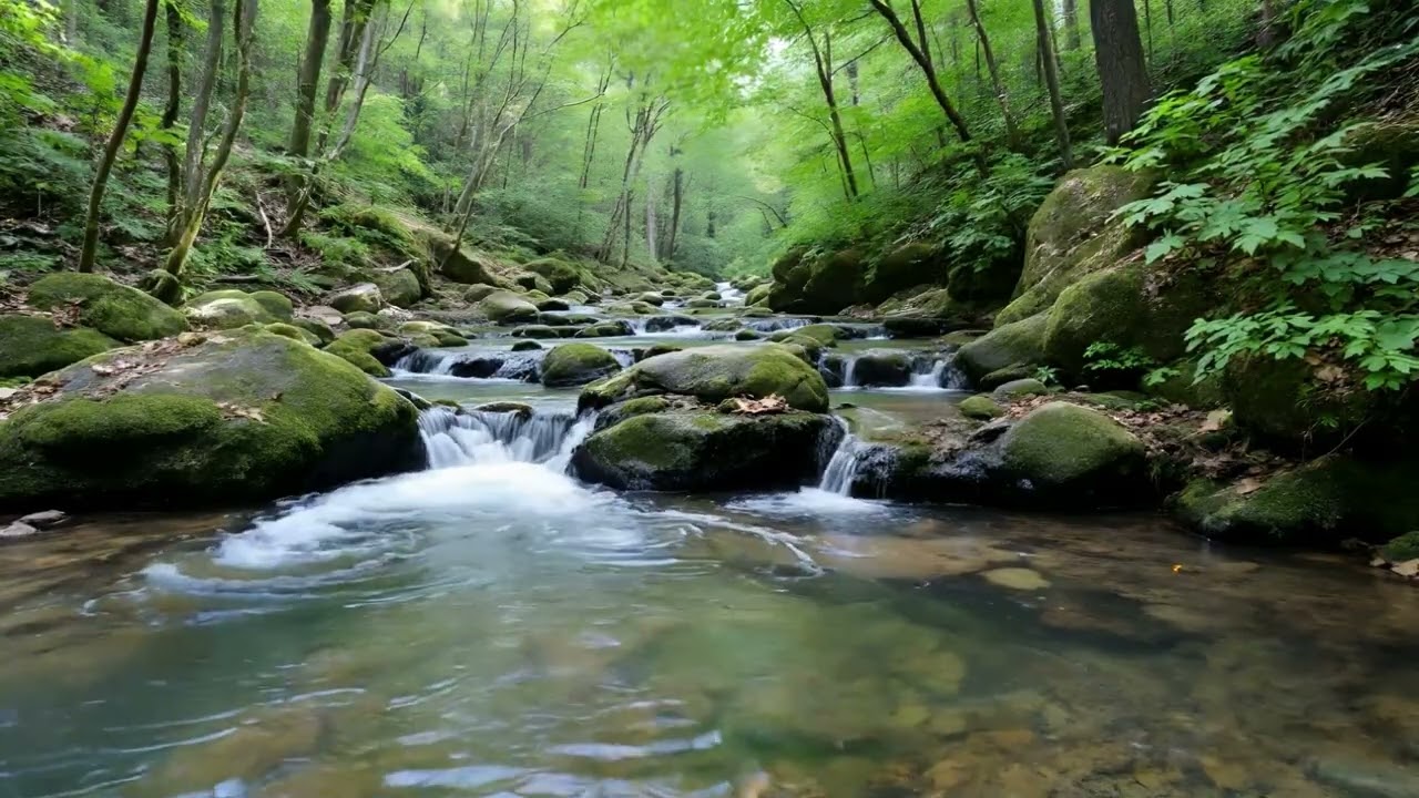 Relaxing Forest Stream and Waterfall Sounds for Sleep & Stress Relief