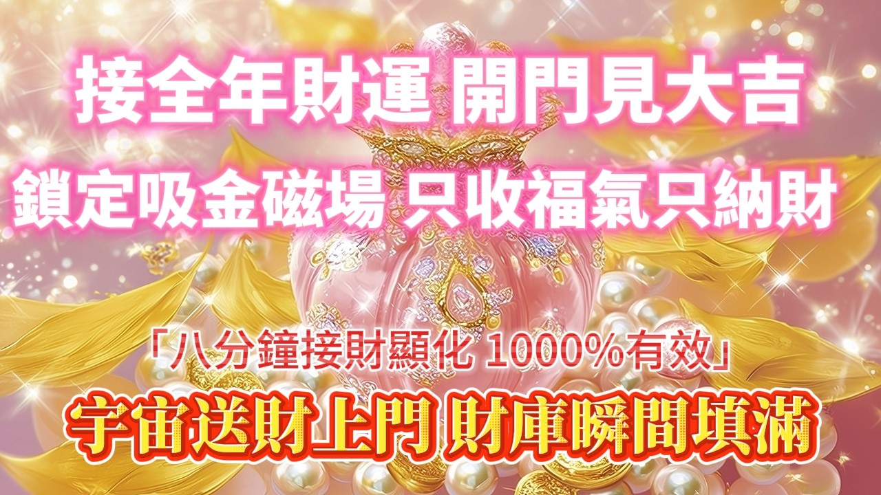 ⚠️初二接財必聽｜8 分鐘顯化 1000% 有效！鎖定吸金磁場，財庫瞬間填滿，只收福氣只納財，宇宙持續送財上門，吸引正財和偏財｜財富音樂，吸引力法則，能量音樂