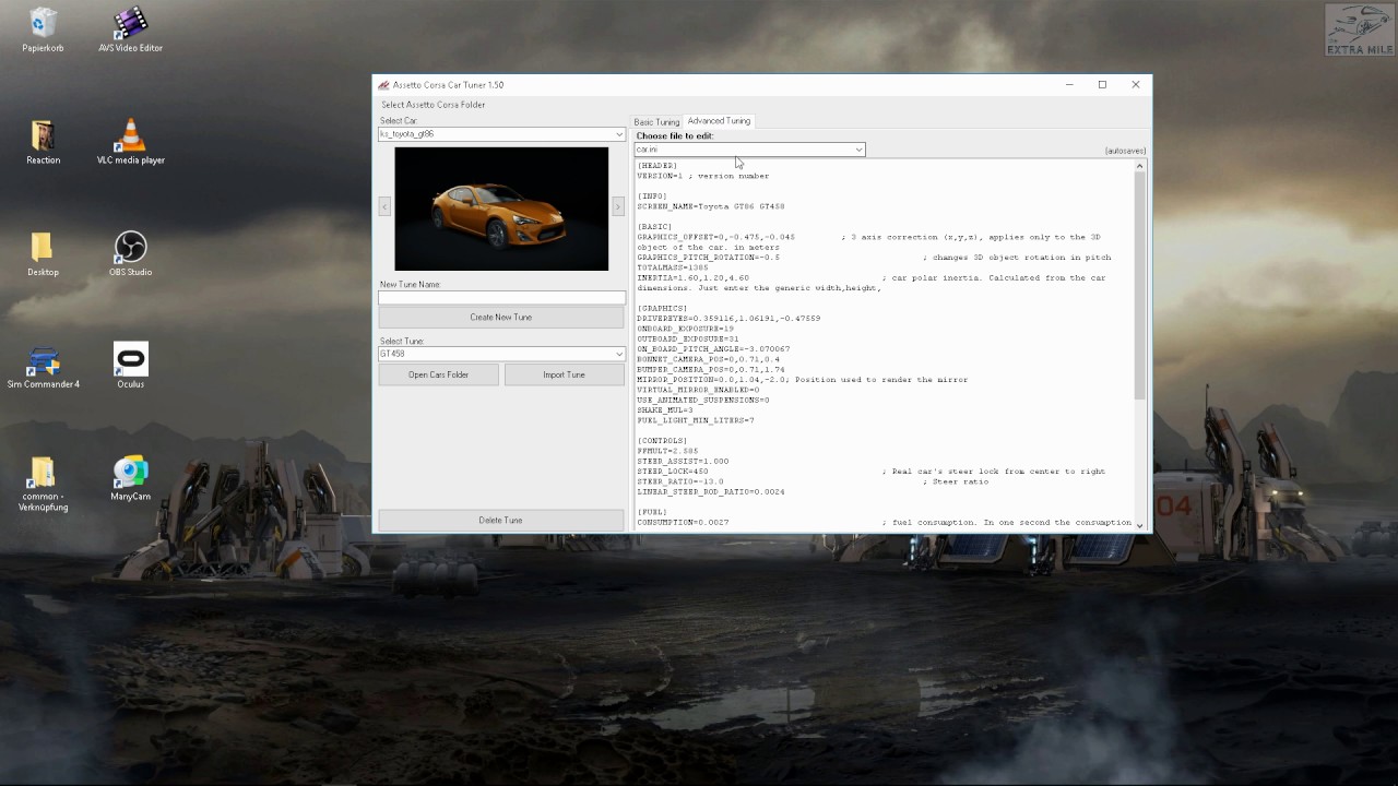 Using the Assetto Corsa Car Tuner: Creating the Toyota GT458!