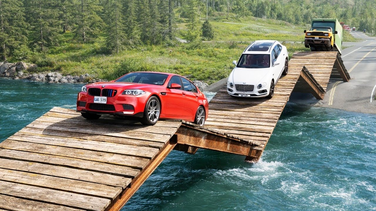 Cars vs Broken Bridge Challenge #5 in BeamNG Drive!