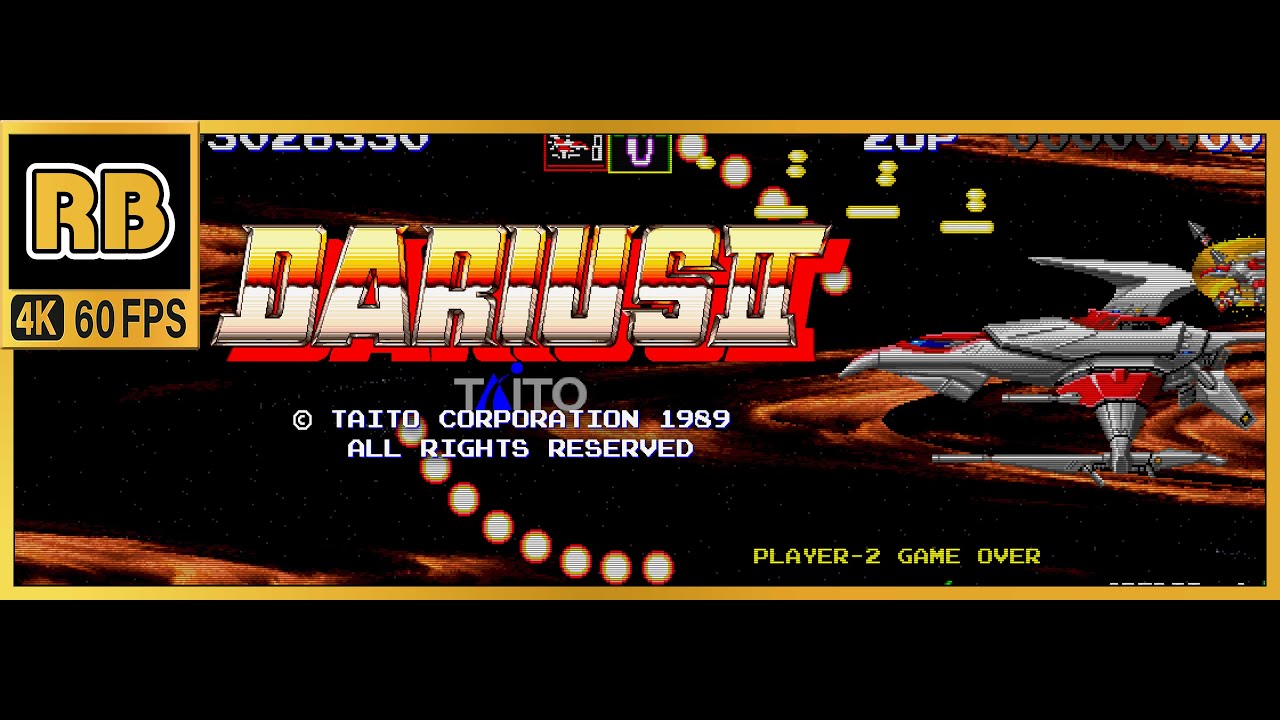 1989 [RB 4K 60fps] ダライアスII （V'） ノーミス（2画面） / Darius II (dual screen) A-C-F-J-O-U-V' (chapter)