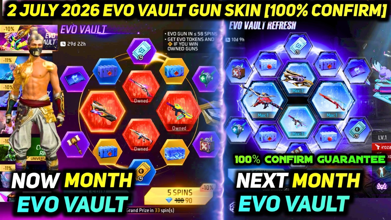NEXT EVO VAULT JULY MONTH 2026 FREE FIRE | NEW EVO GUN SKIN FF 2 JULY EVENT 100% *CONFIRM*