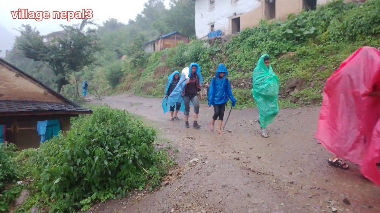This is the heavy rainfall in the traditional village life||most peaceful and relaxing mountain.