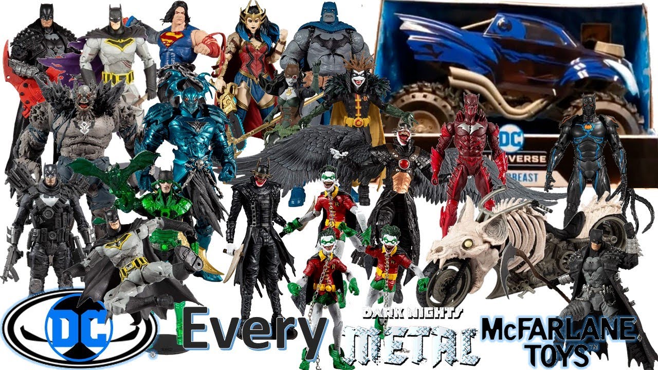 Every DC Multiverse Mcfarlane Toys Dark Nights Metal and Death Metal Comparison List Batmobeast
