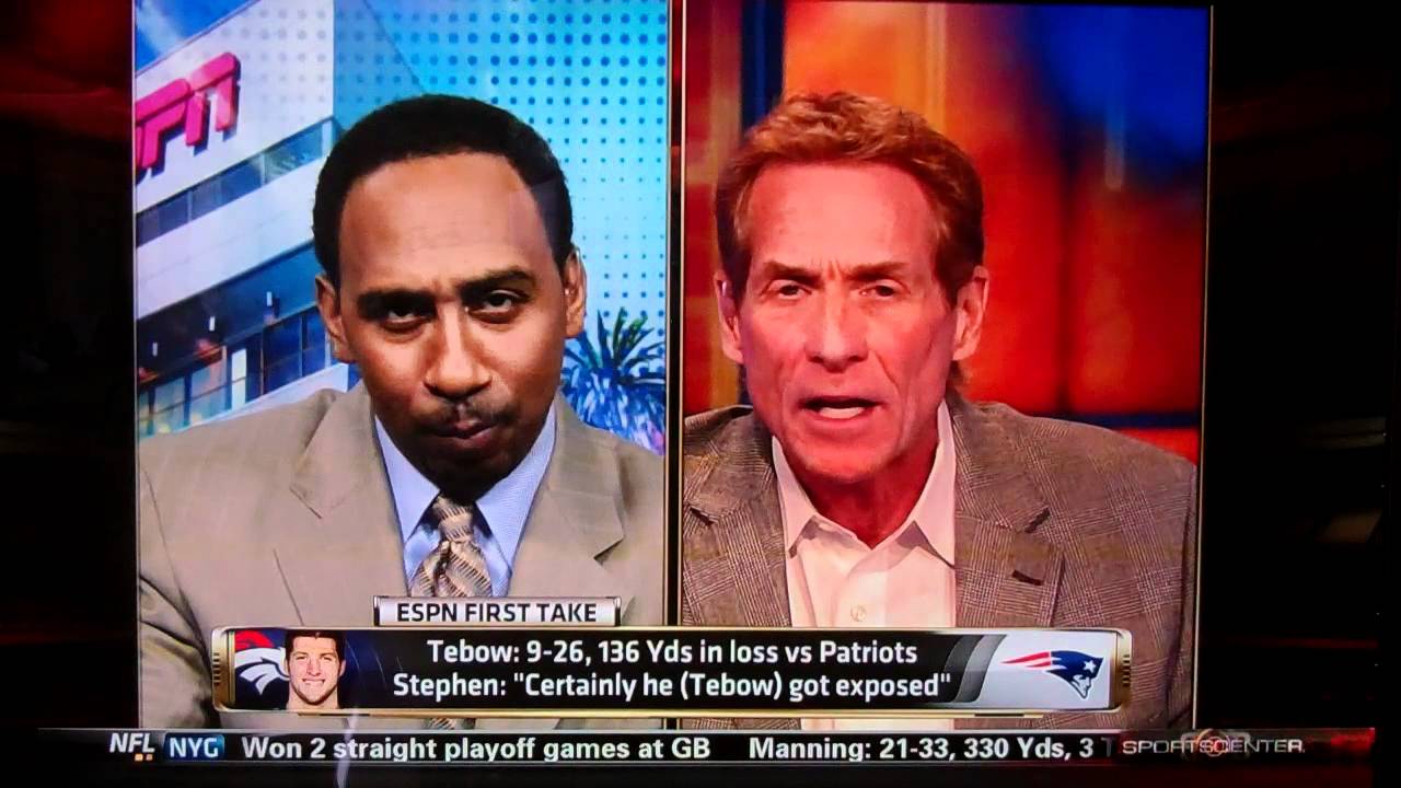 Skip Bayless and Stephen A. Smith react to Tim Tebow`s loss to New England